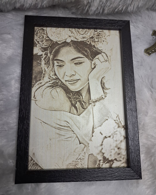 Engraved Photo in MDF with Frame