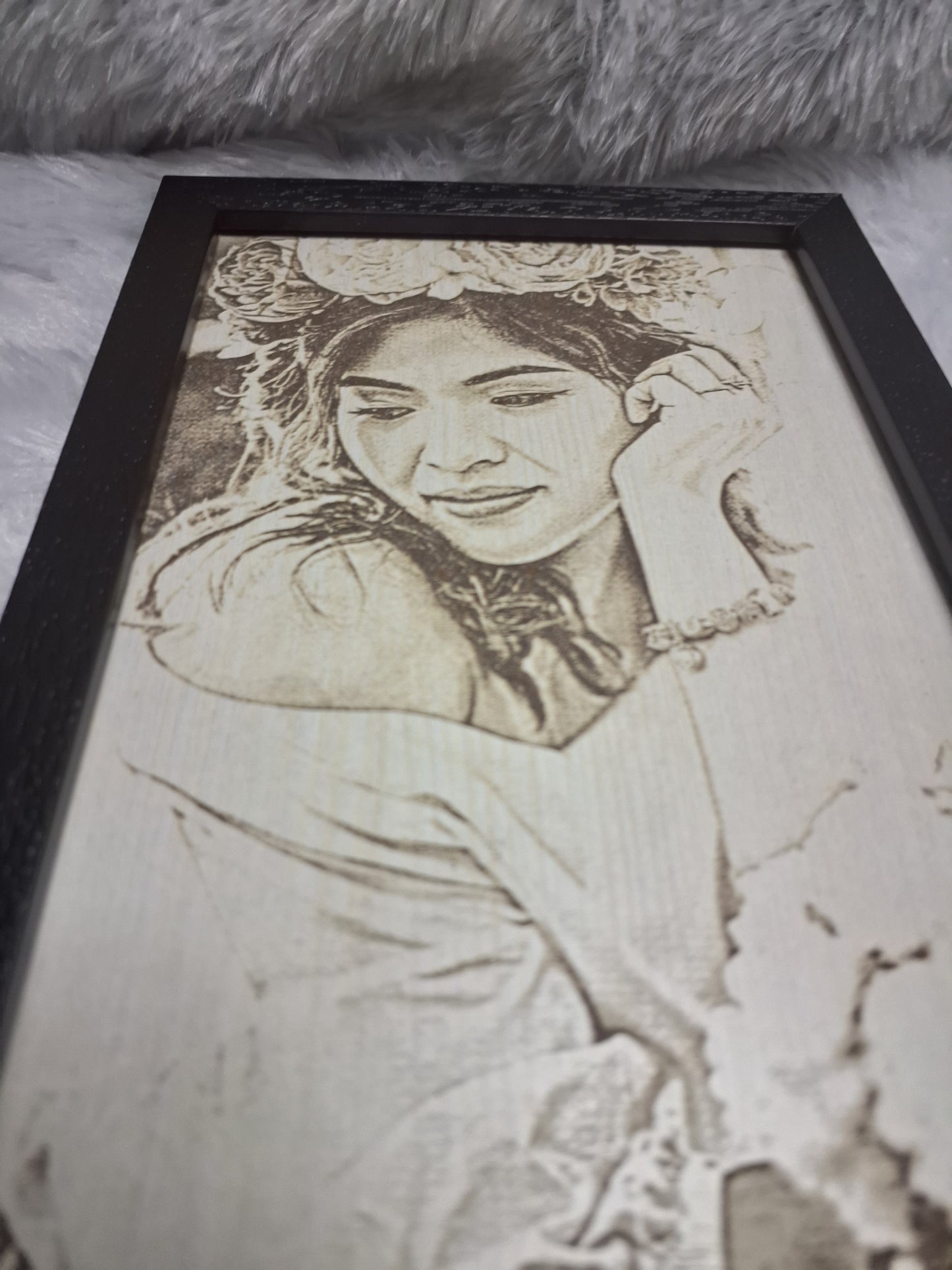 Engraved Photo in MDF with Frame