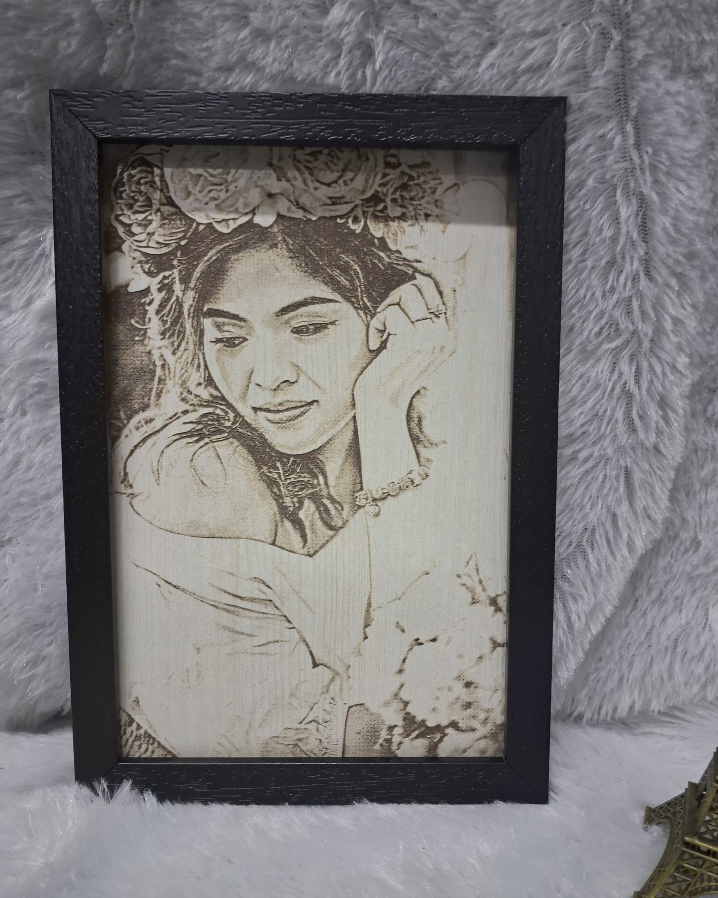 Engraved Photo in MDF with Frame