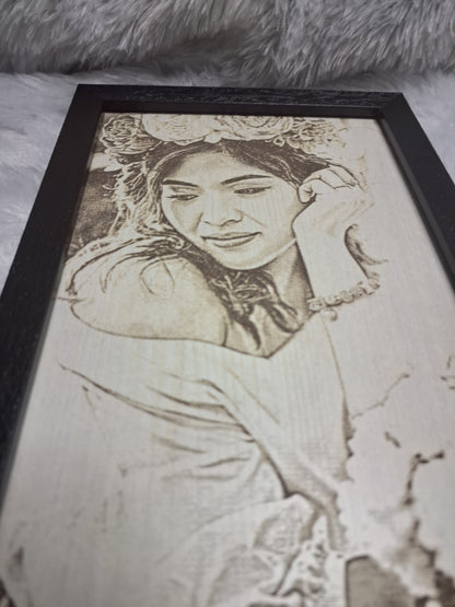Engraved Photo in MDF with Frame
