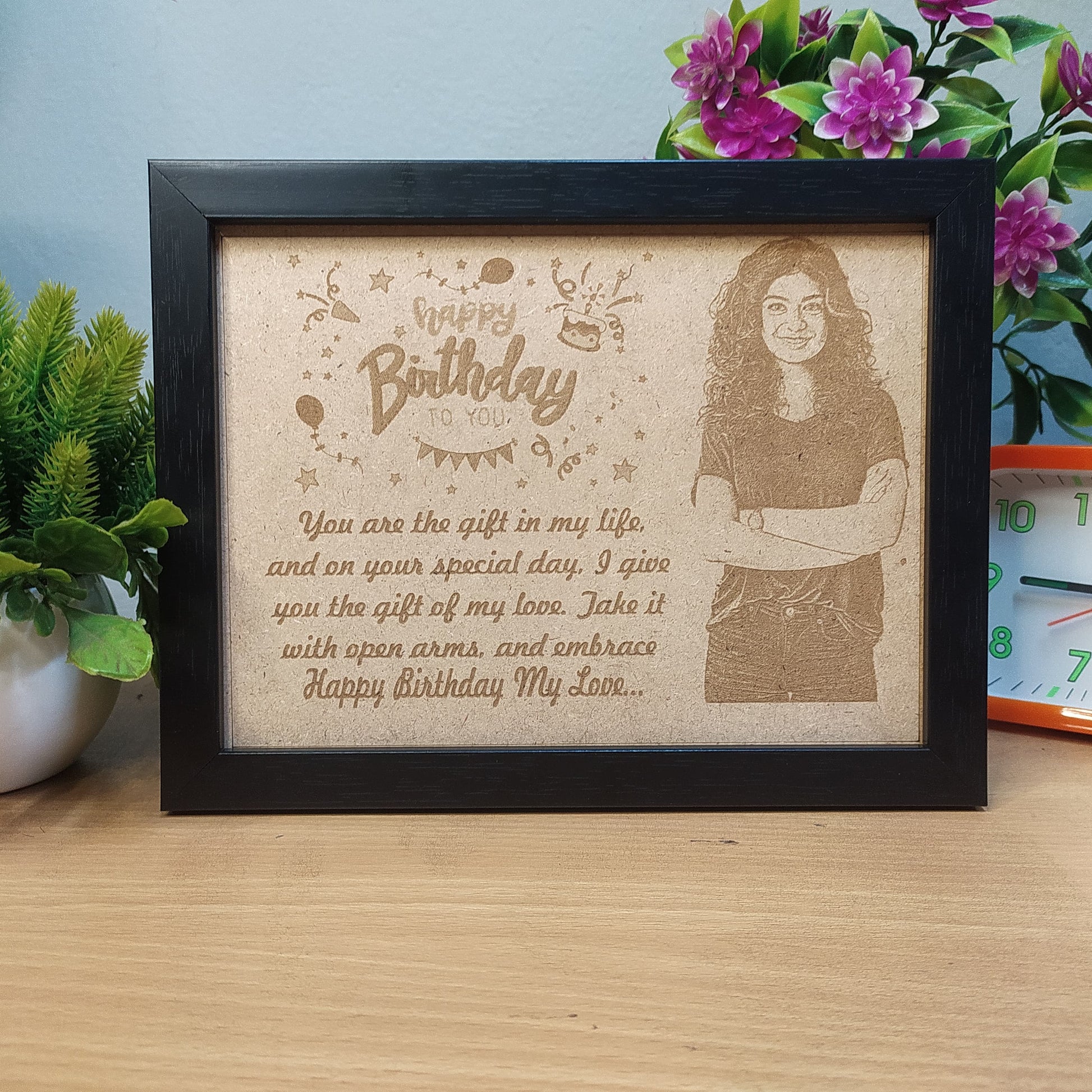 Engraved Wood with Frame - Zayoons Creativez 
