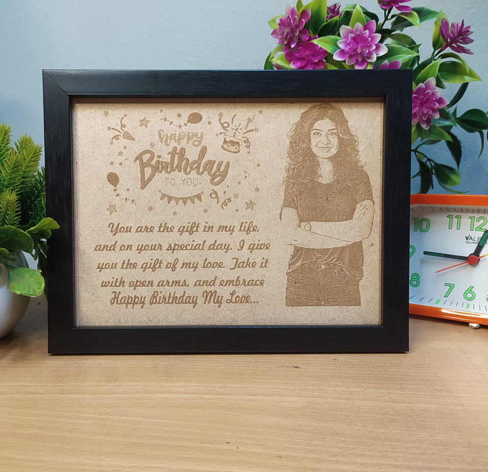 Engraved Wood with Frame - Zayoons Creativez 