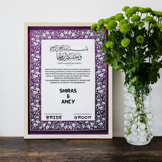 Nikkah Agreement |in Frame| - Zayoons Creativez 