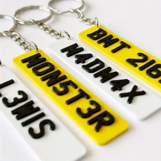 Number plate cutout acrylic keychain